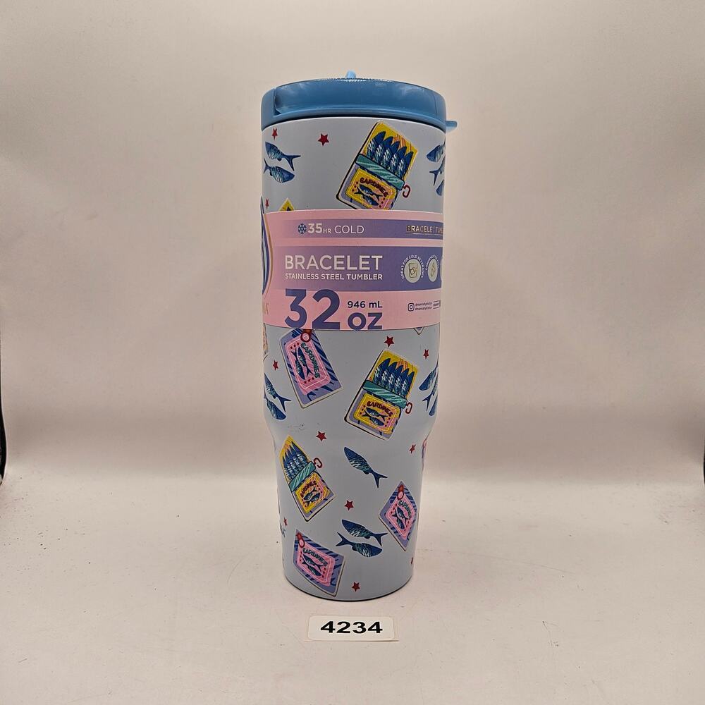 MANNA 32OZ SARDINE BLUE BRACLET TUMBLER STAINLESS STEEL INSULATED FLIP STRAW